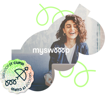 Gezeichnete Grafik einer langhaarigen Frau, die einen Verkaufskarton trägt. Dahinter ist eine Website mit einer Verkaufsmaske und einem grünen “Sell”-Button dargestellt.